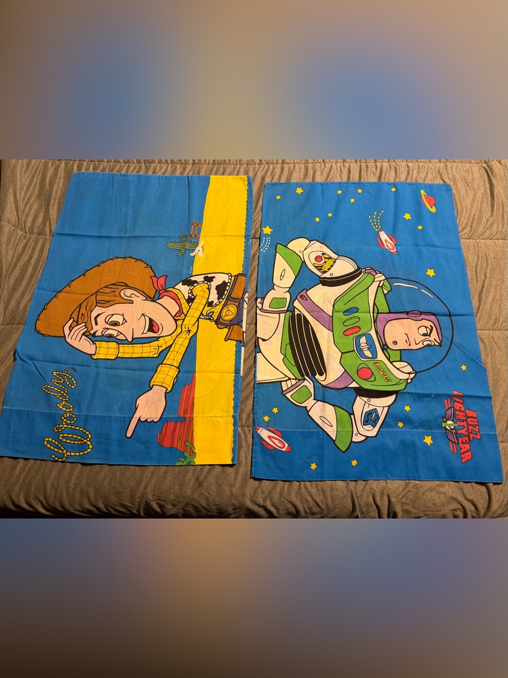 Vintage Disney Toy Story Woody & Buzz Lightyear Pillowcases - Set of 2